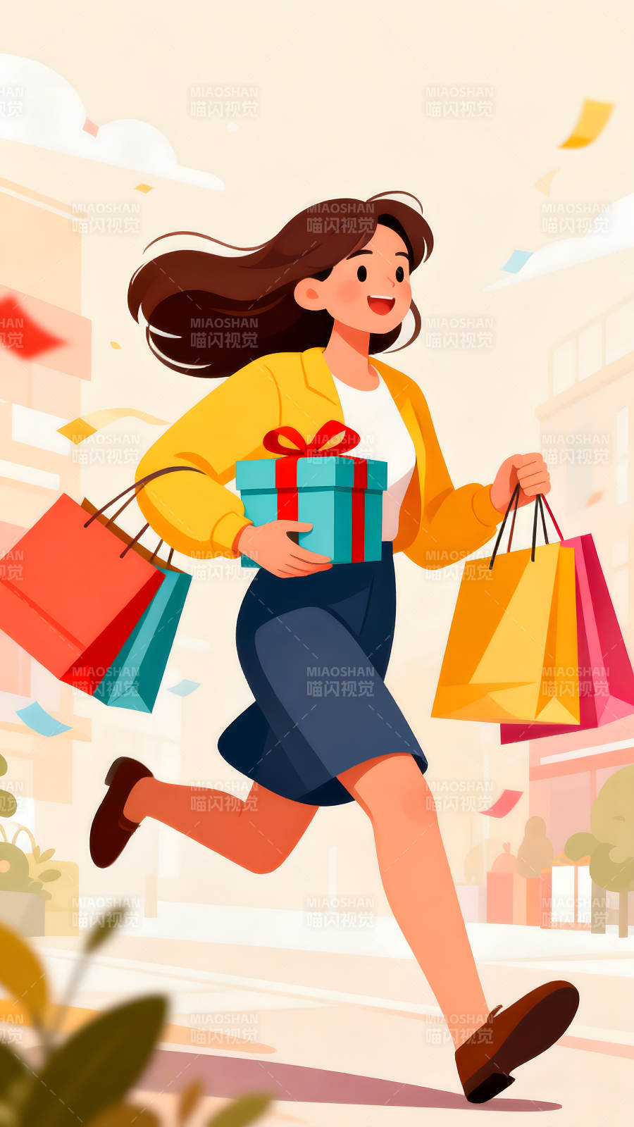购物狂欢节快乐女郎购物喜悦图片