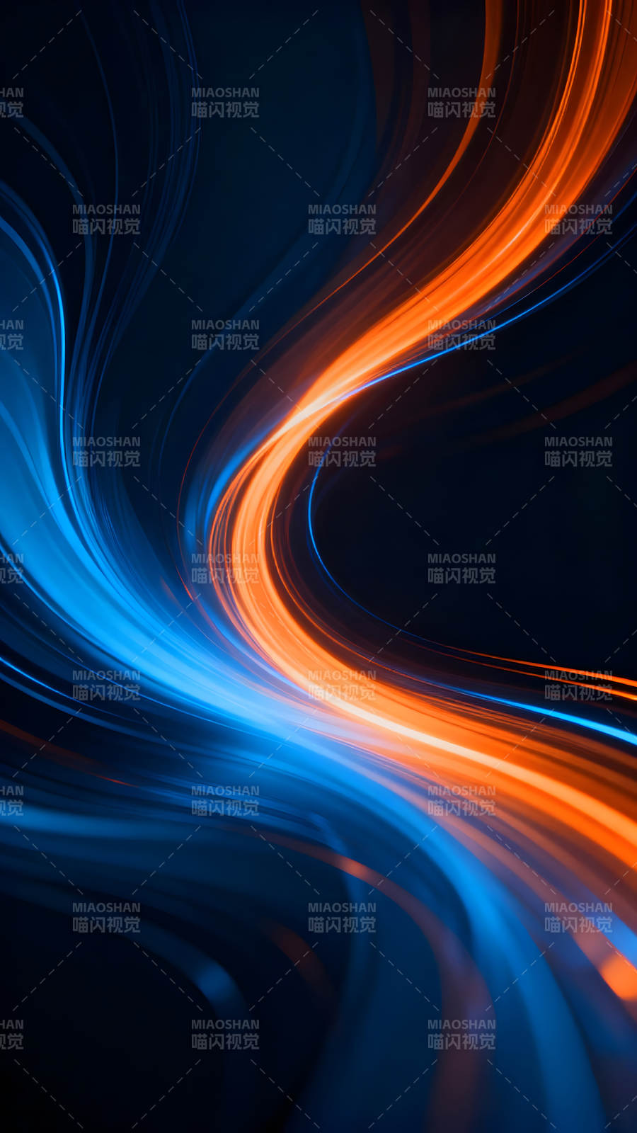 蓝橙光束流动抽象设计图片