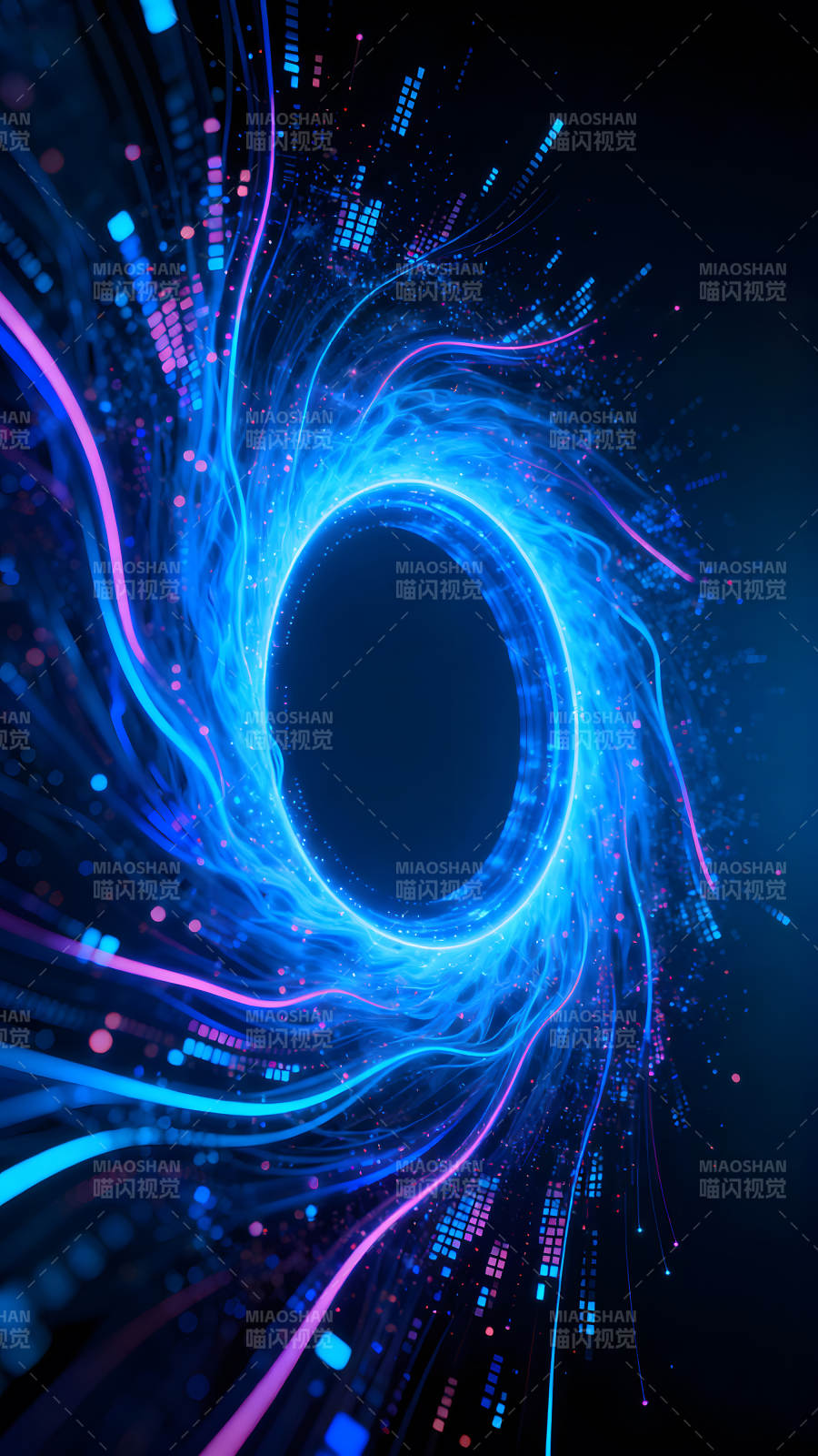 科技感十足的蓝色光晕漩涡图片