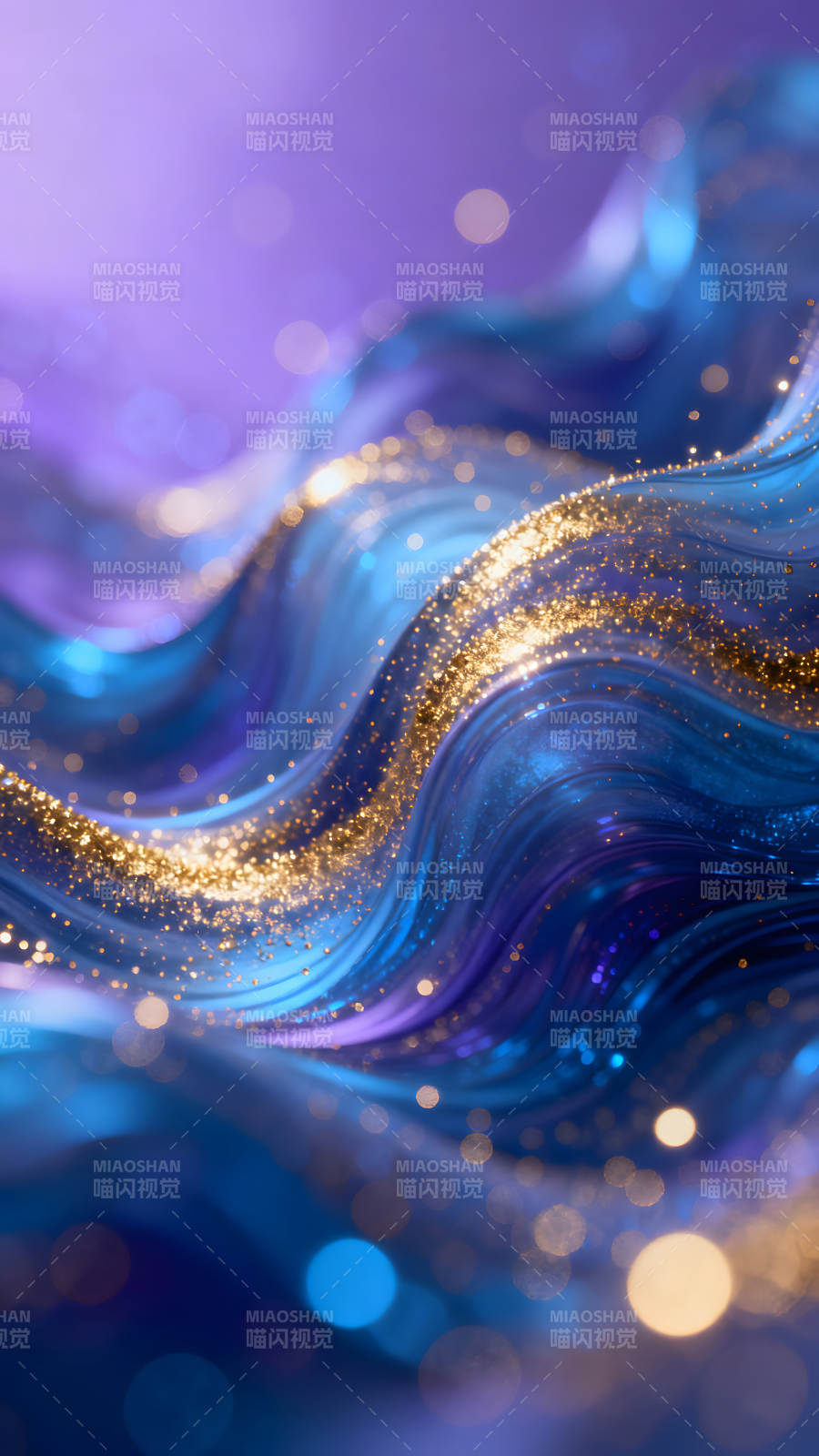 蓝色波浪金色闪光迷人光晕图片