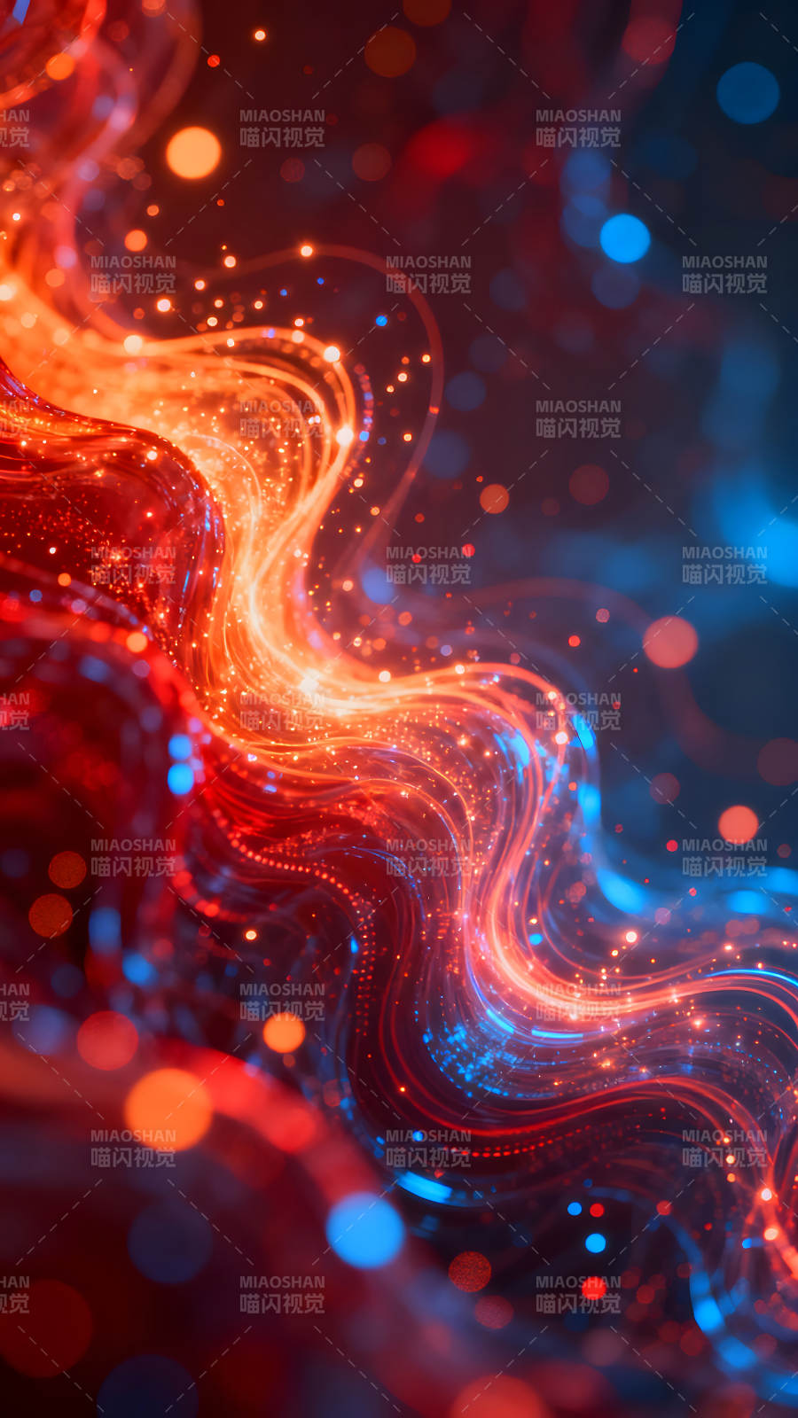 抽象的光线流动与闪耀的粒子构成图片