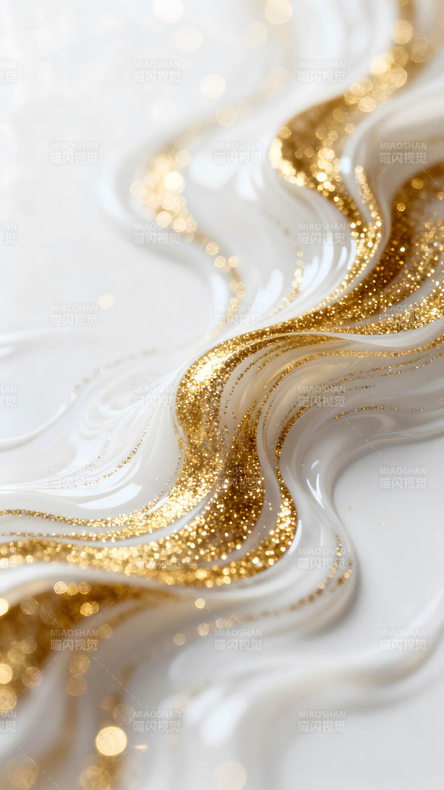 金色闪光与白色波纹的优雅结合图片