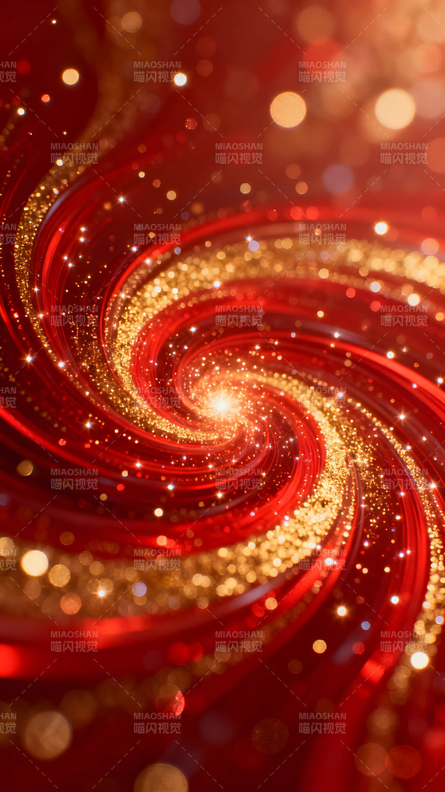 红色金色光辉闪耀螺旋星云图片