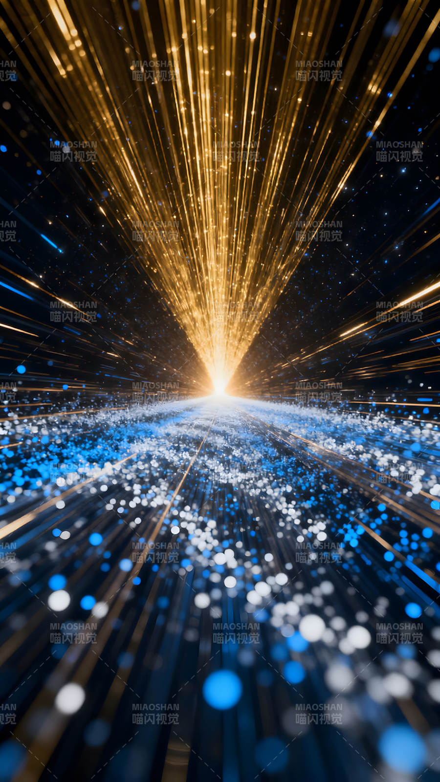 金色光芒照亮蓝色星空图片