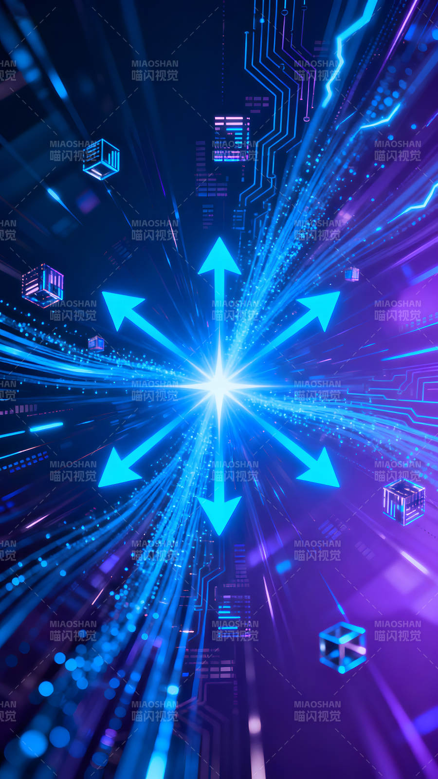 科技感十足的抽象箭头和电路图片