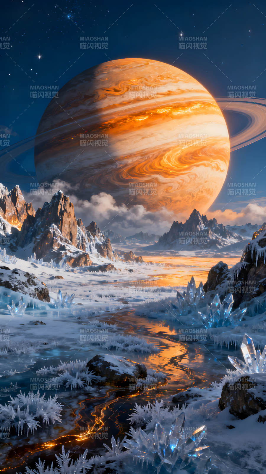 行星冰原奇观宇宙晶体世界图片