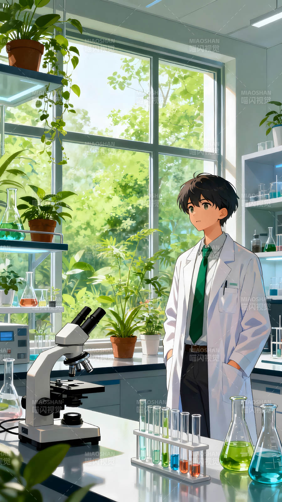 实验室里的动漫少年图片