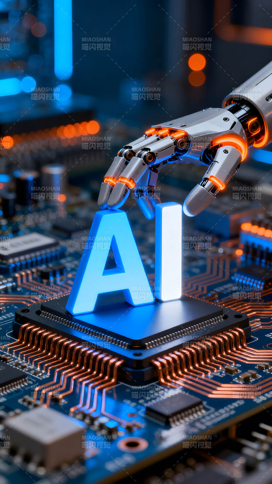 人工智能与电路板结合的未来科技图片