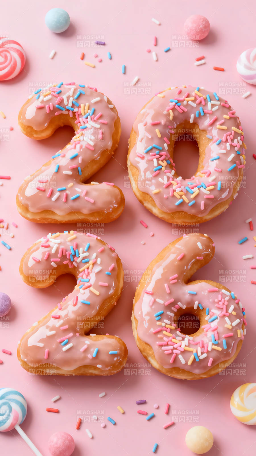 甜甜圈组成的26数字庆祝生日图片