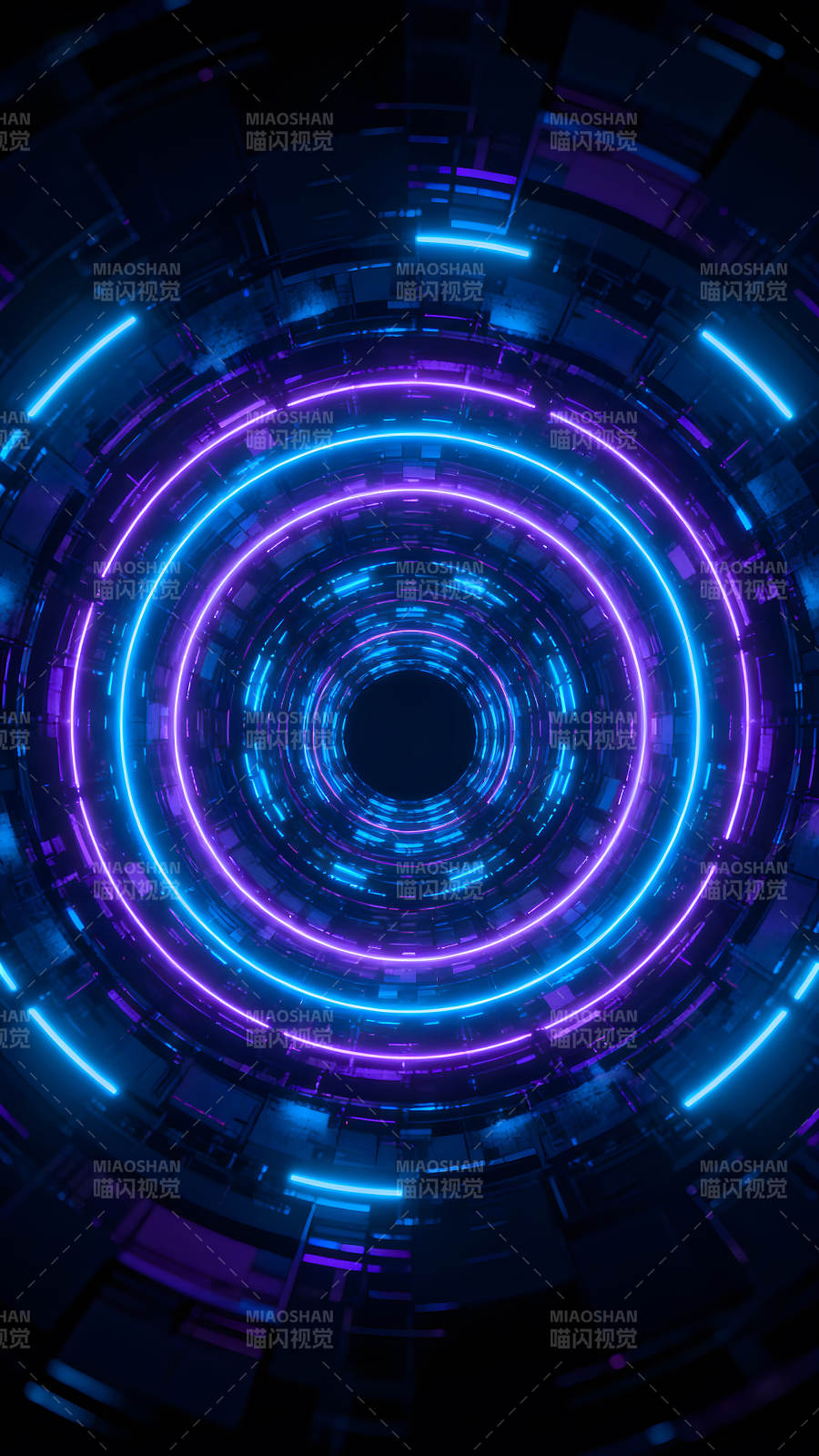 未来隧道霓虹灯图片