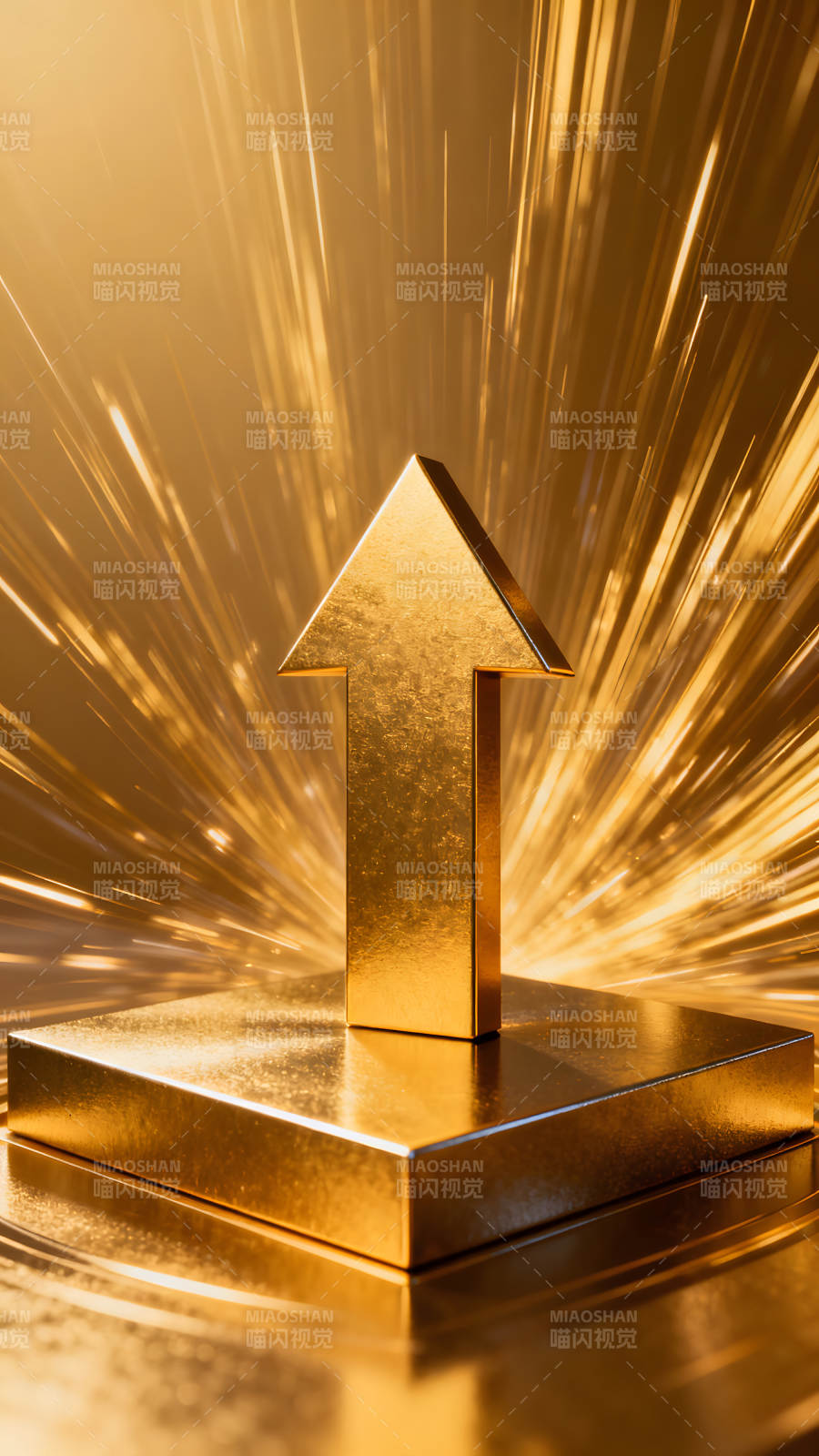 金色箭头上升标志闪耀图片