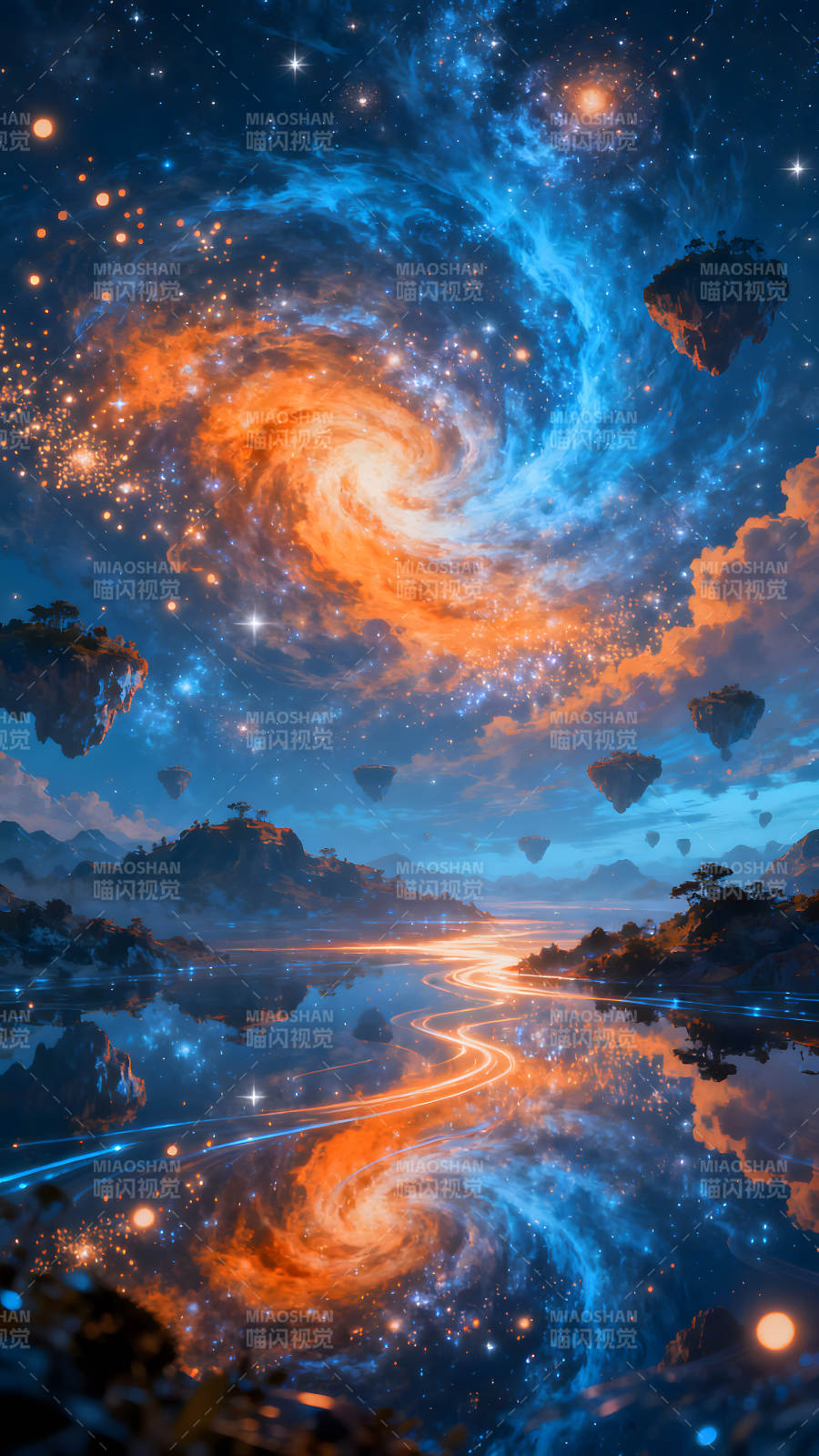 星空奇境梦幻宇宙河流倒影图片