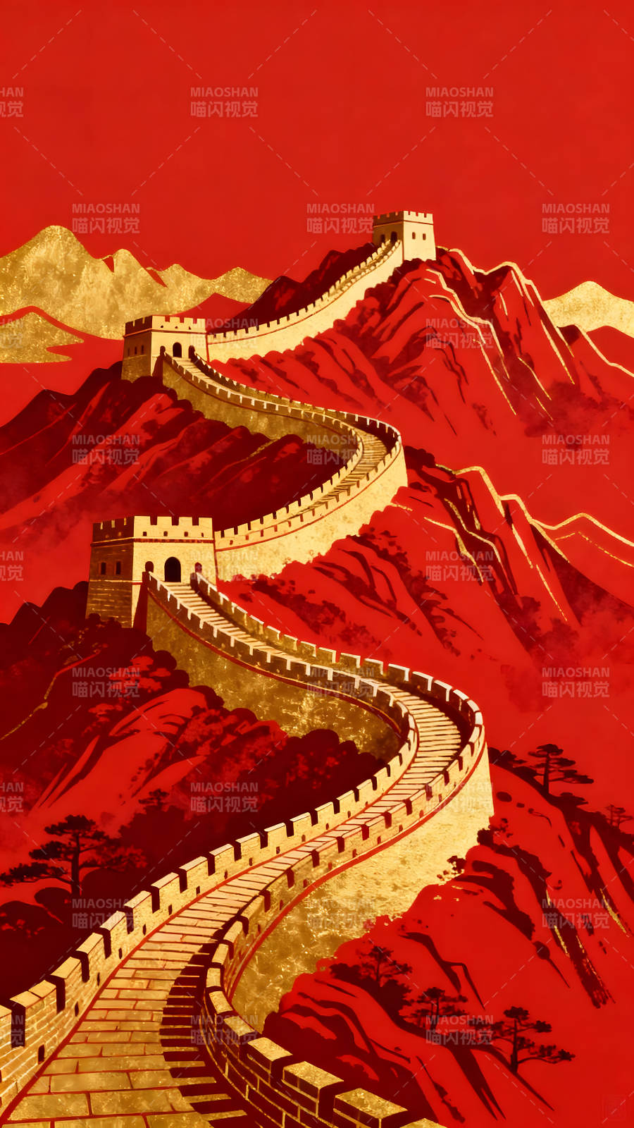 红色长城金色辉煌图片