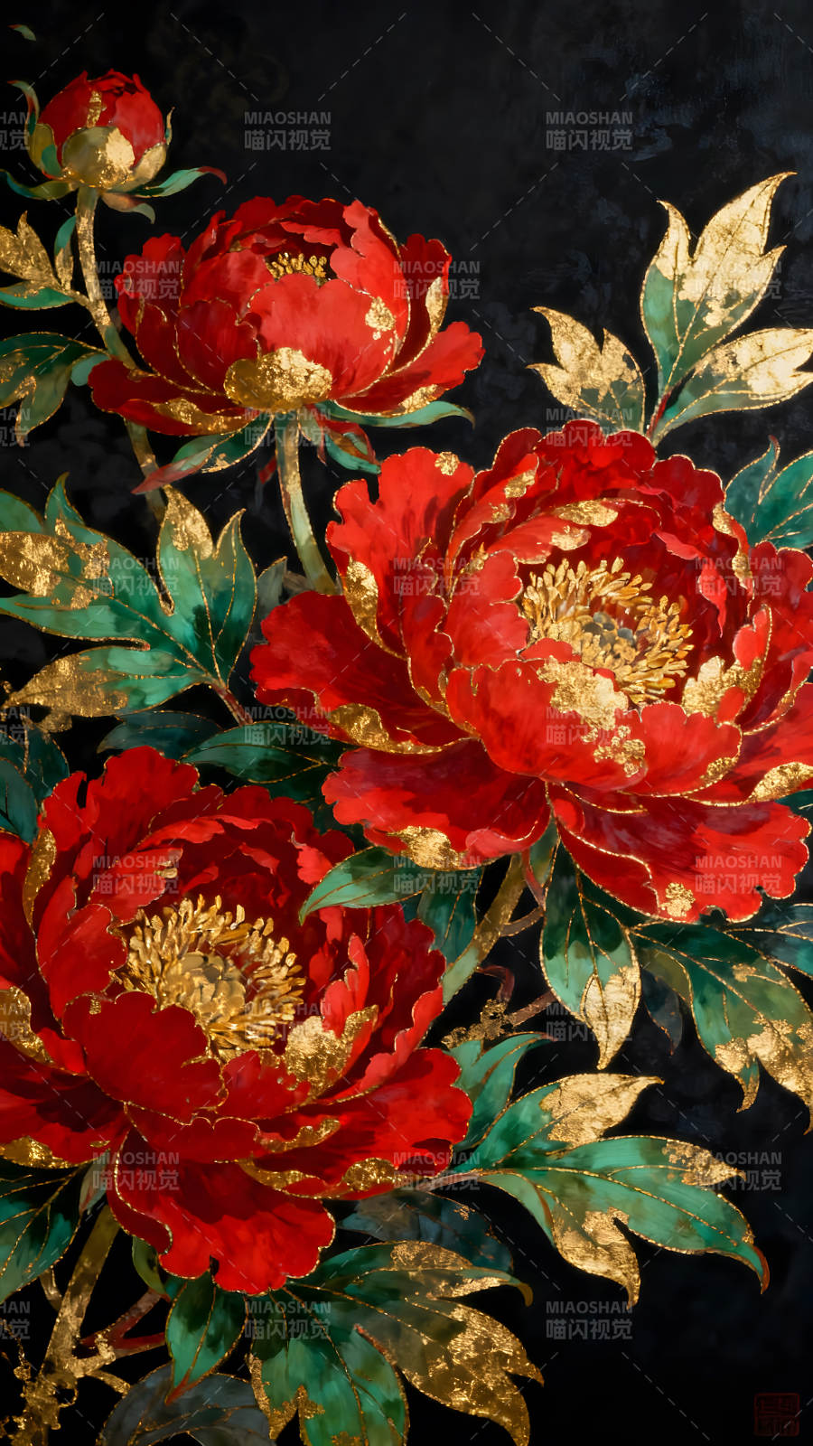 富丽堂皇的红牡丹图片