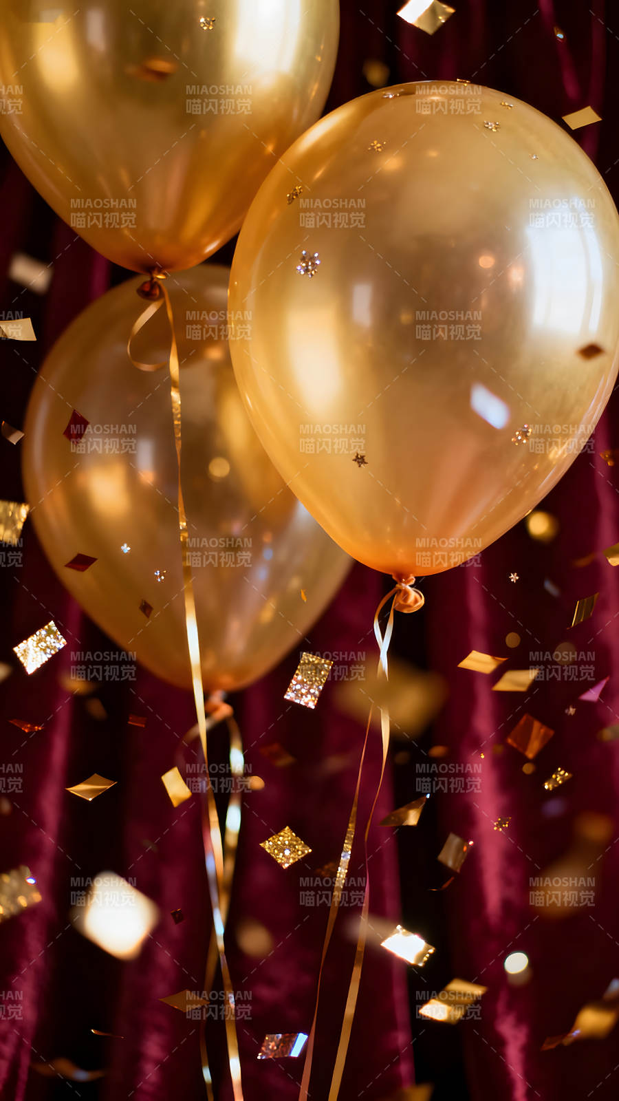 金色气球与闪耀碎片图片