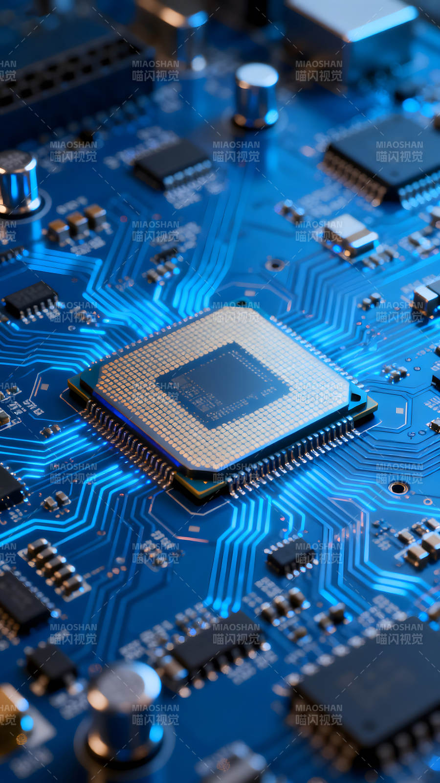 电路板中央处理器特写图片
