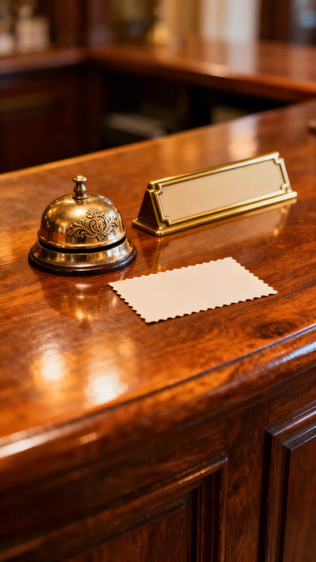 酒店前台细节铜制物品置物图片