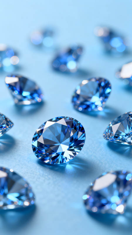 蓝宝石散落背景上的焦点图片