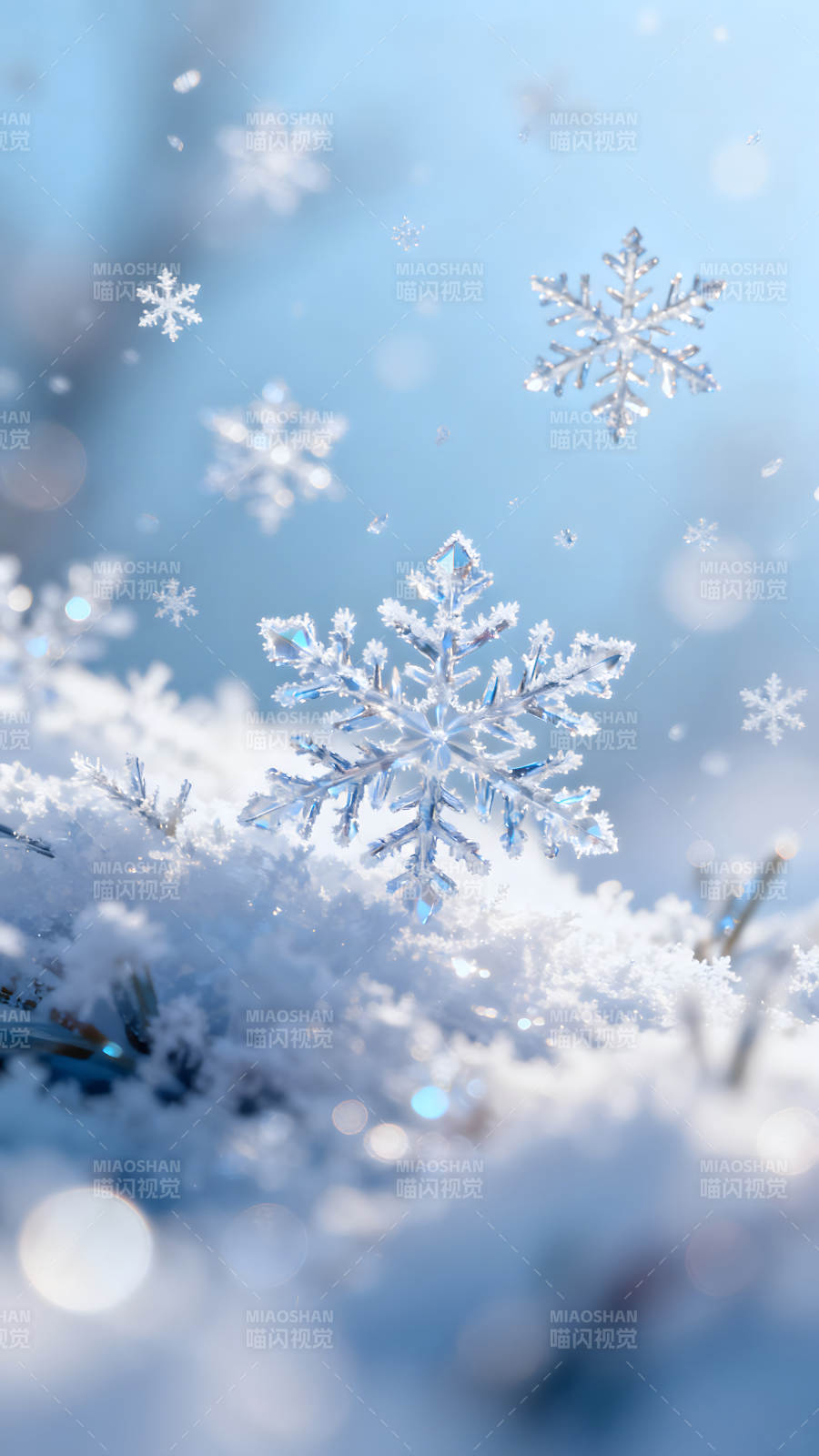 雪花飘落冰雪世界图片