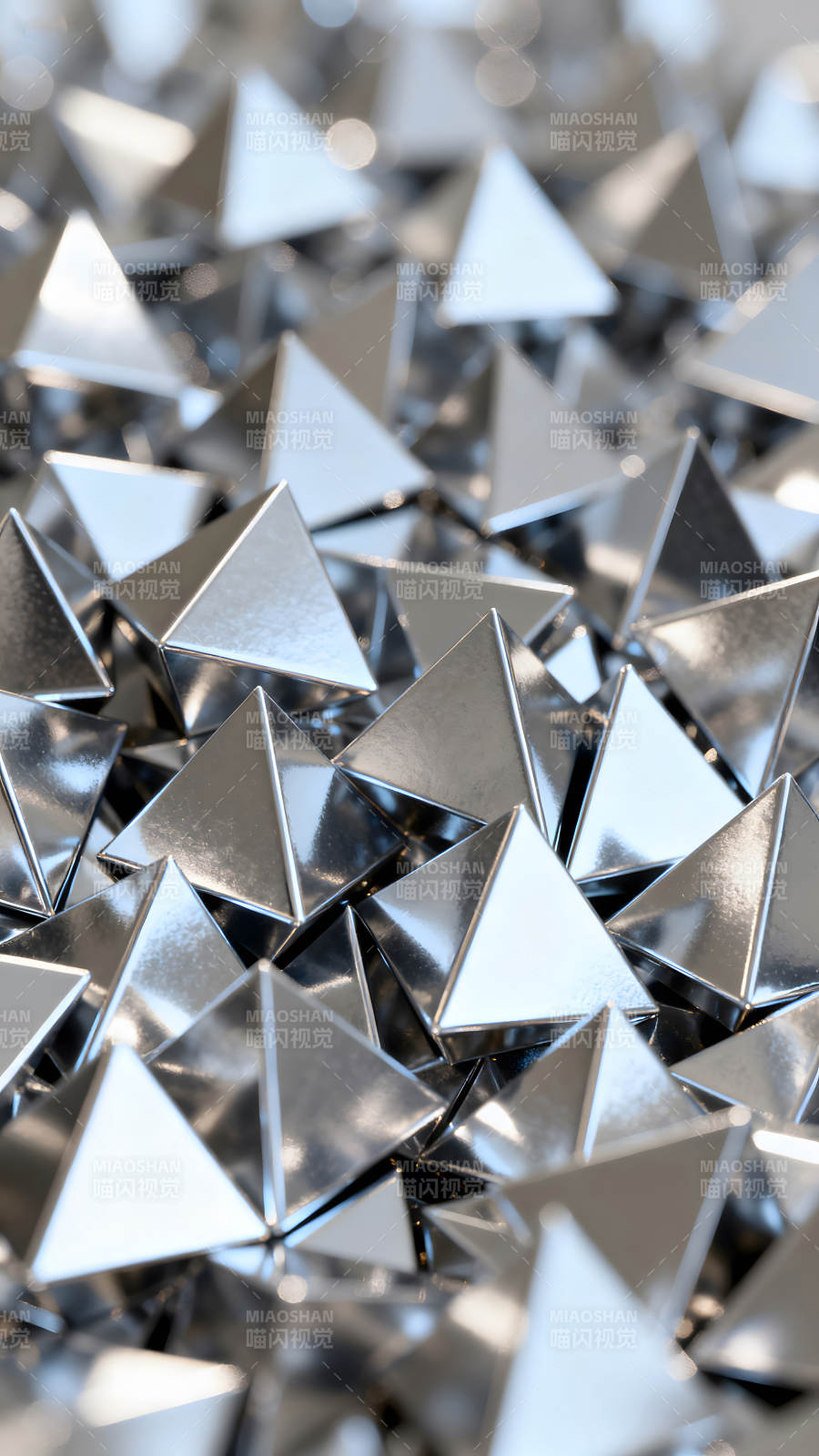 闪耀银色几何形堆叠图片