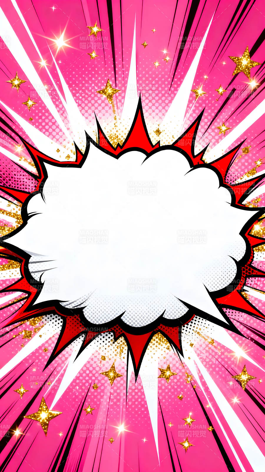 漫画风格爆炸云朵背景设计图片