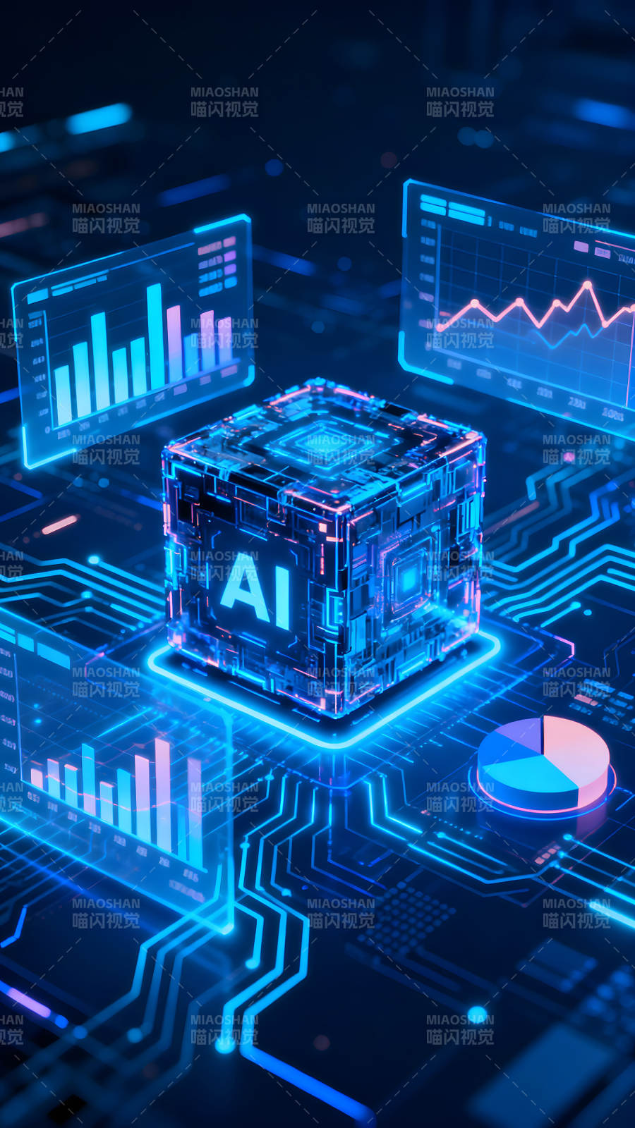 AI数据分析科技感十足图片