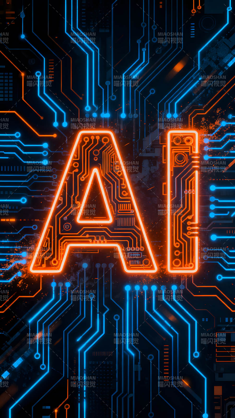AI科技感电路板图像图片