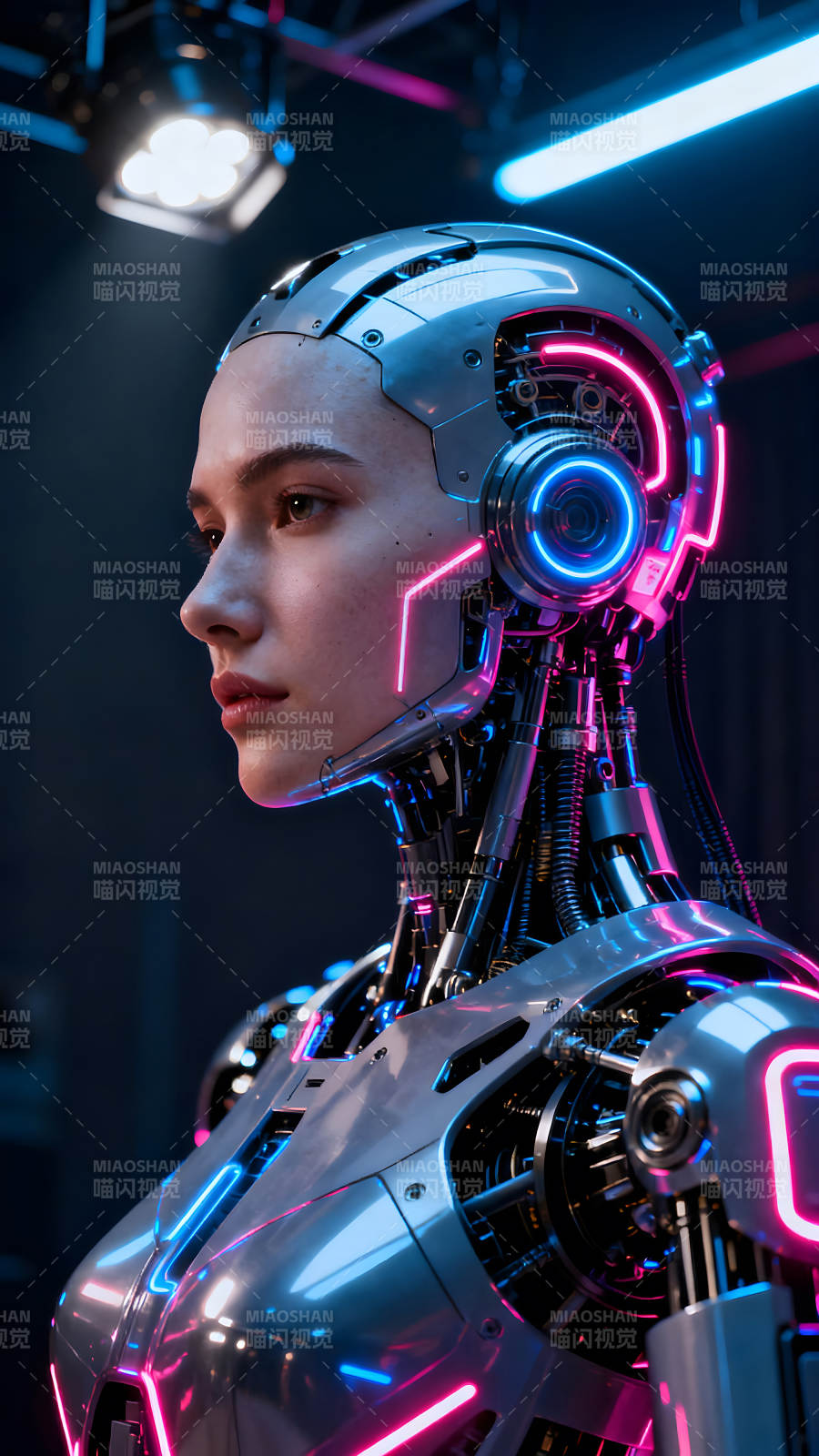 赛博朋克风格的机器人女性图片