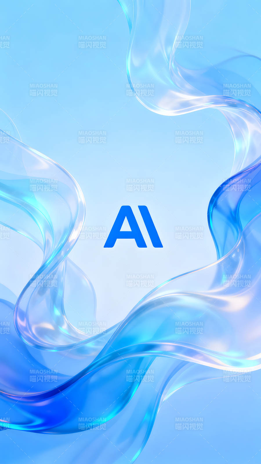 蓝色丝带AI标志图片