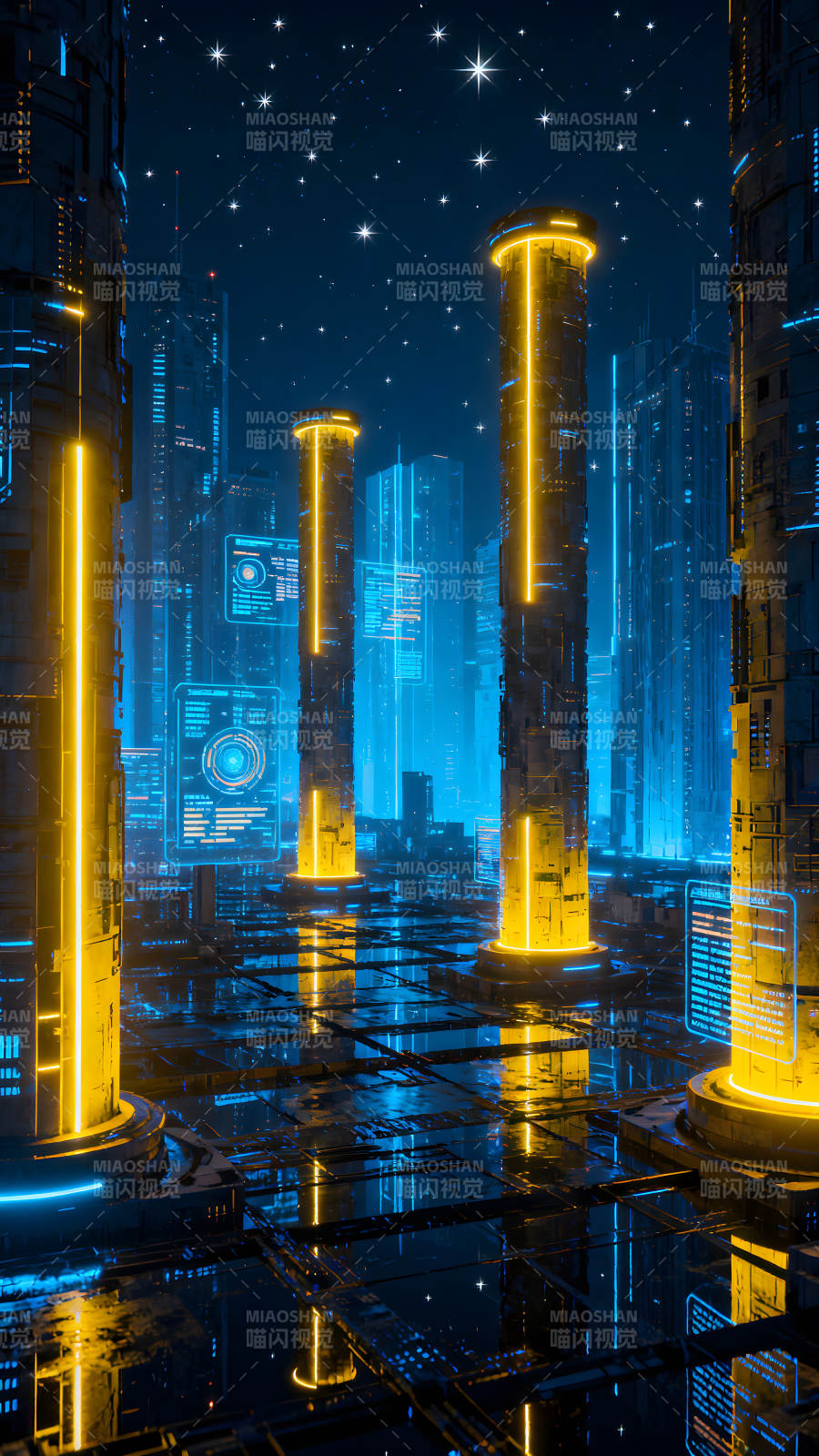 赛博朋克未来都市夜景图片