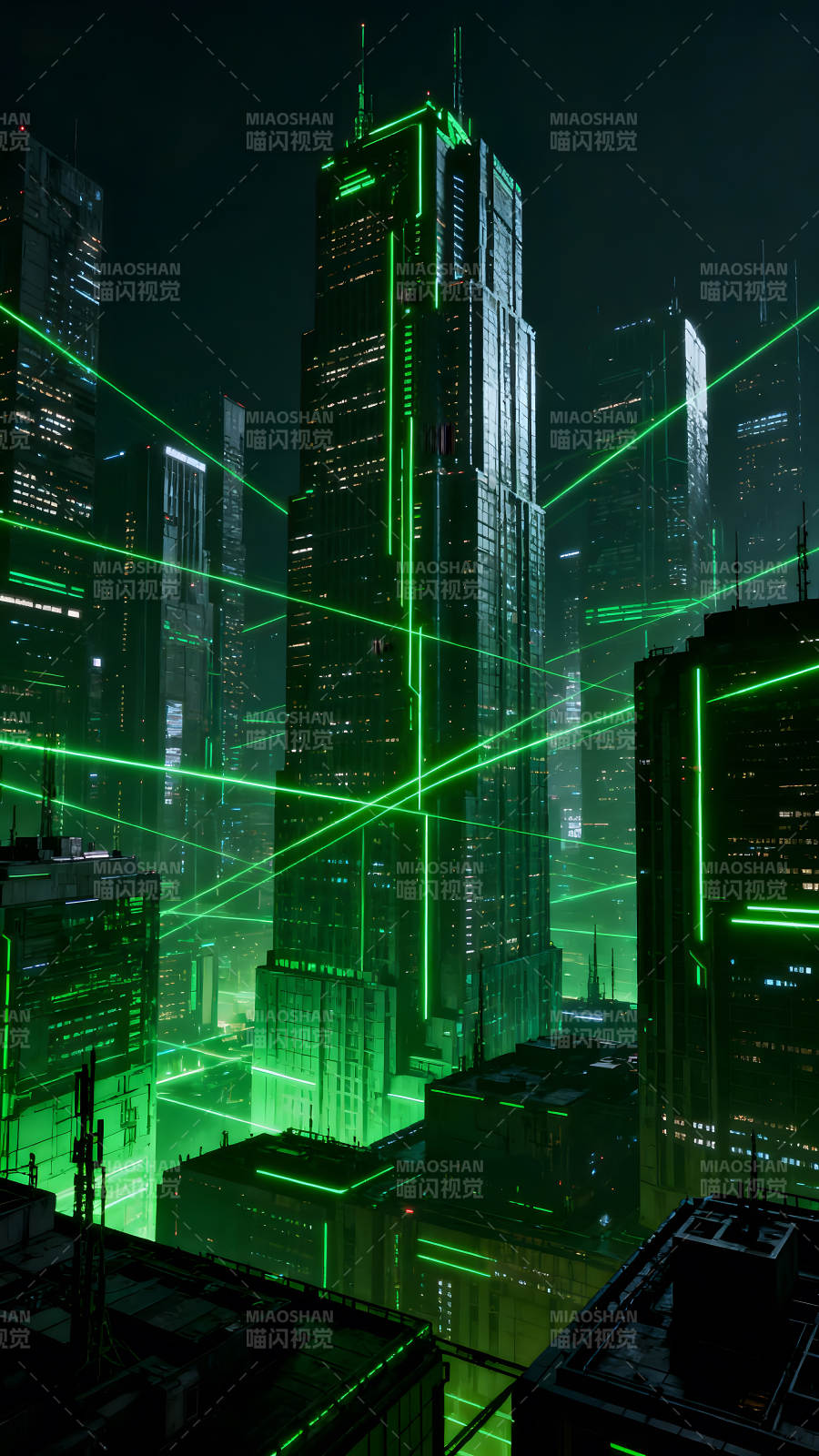 赛博朋克未来都市夜景光影交错图片