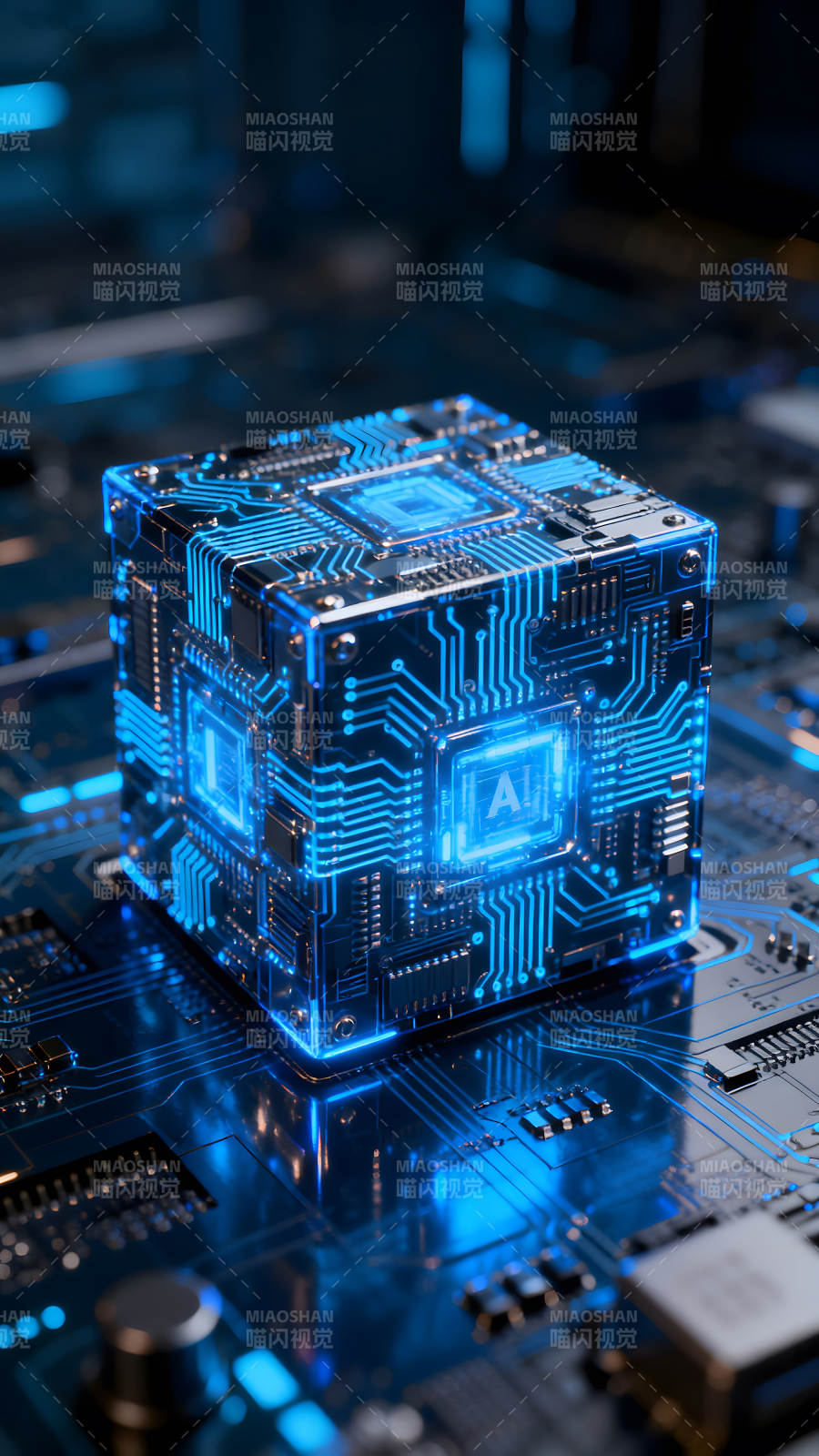 AI芯片立方体发光电路板图片