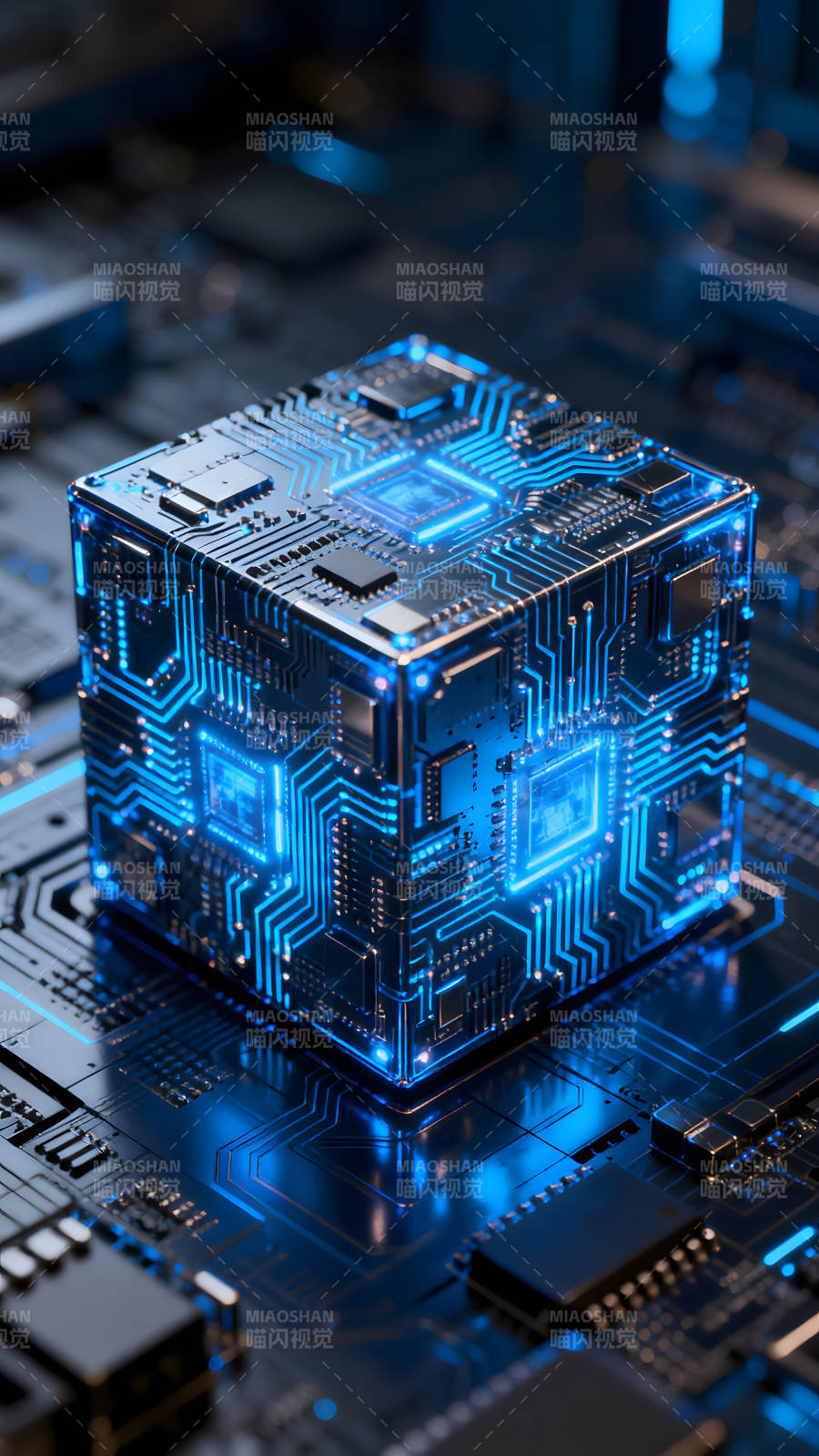 电子科技未来感立方体芯片图片