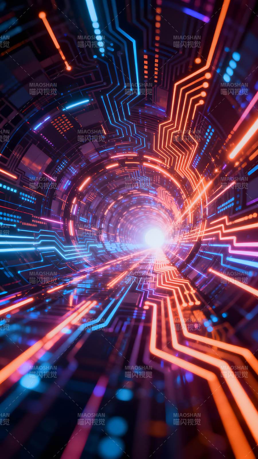 科技隧道电路发光视觉效果惊艳图片