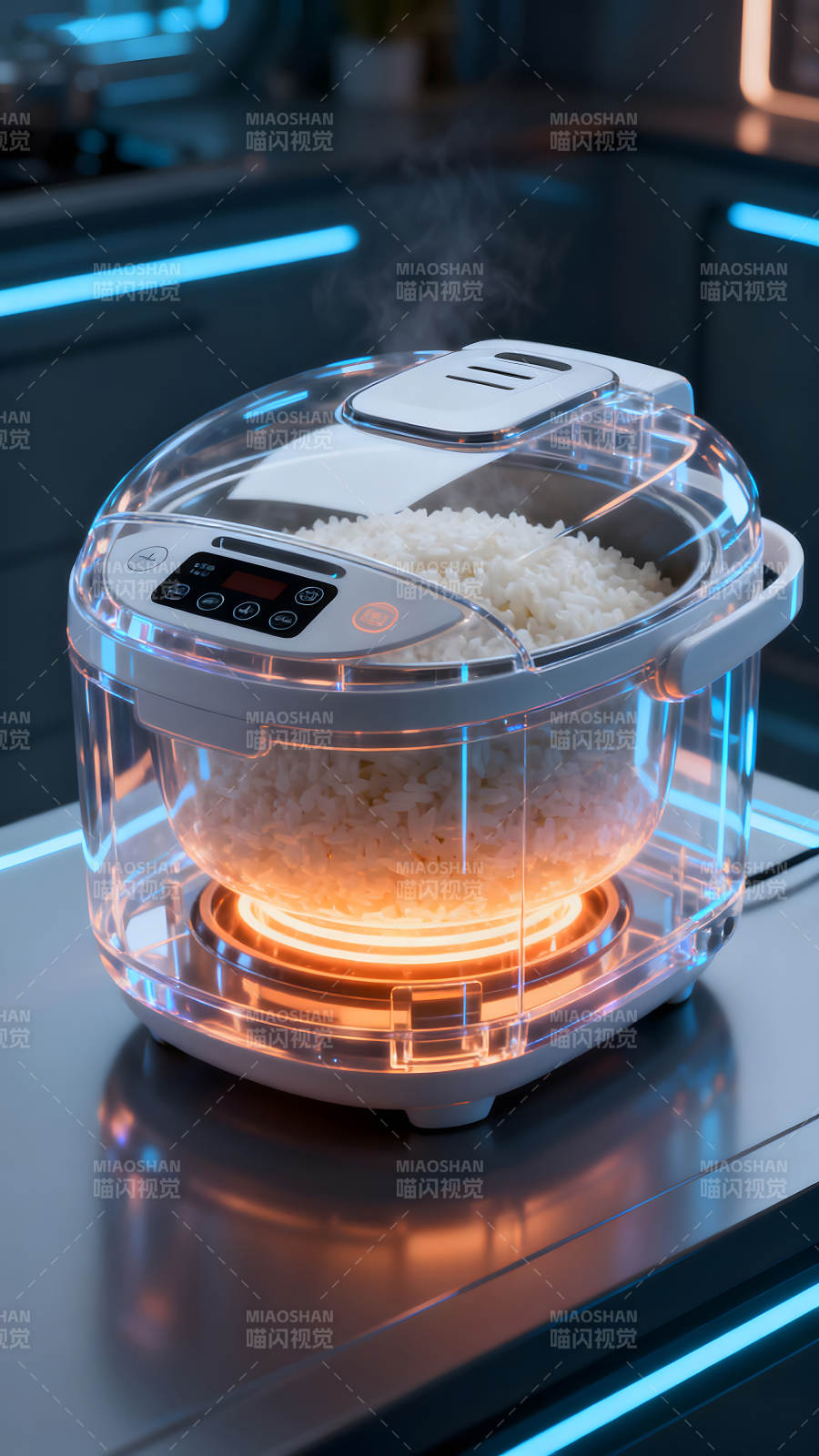 透明电饭煲煮饭过程图片