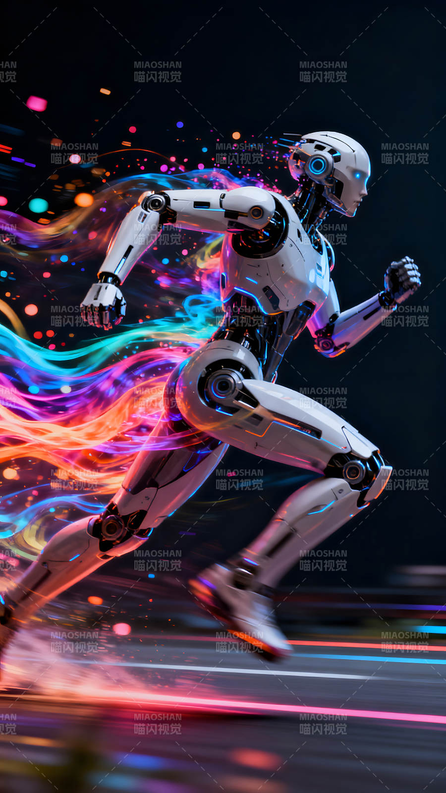 未来机器人奔跑充满速度感图片