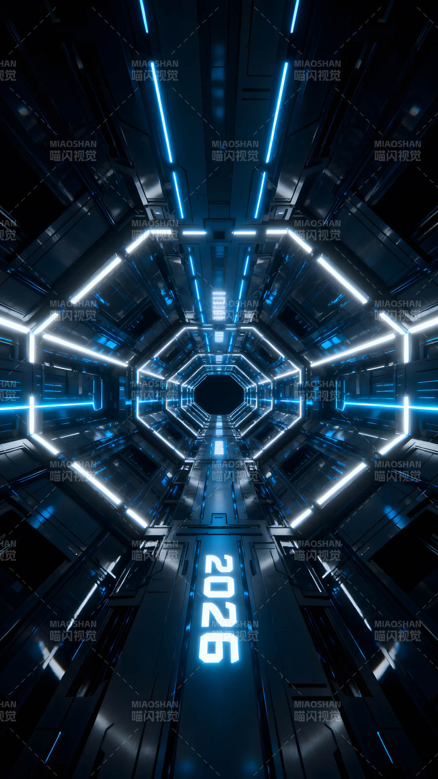 未来科技隧道蓝色光线图片