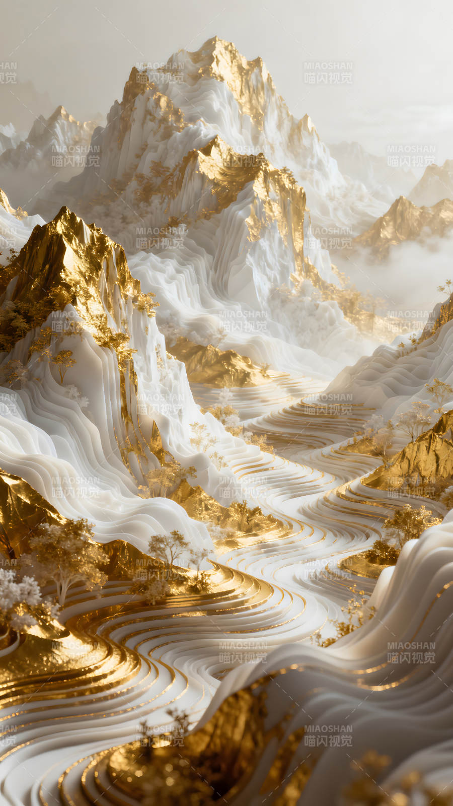 金山银山仙境风光抽象艺术图片
