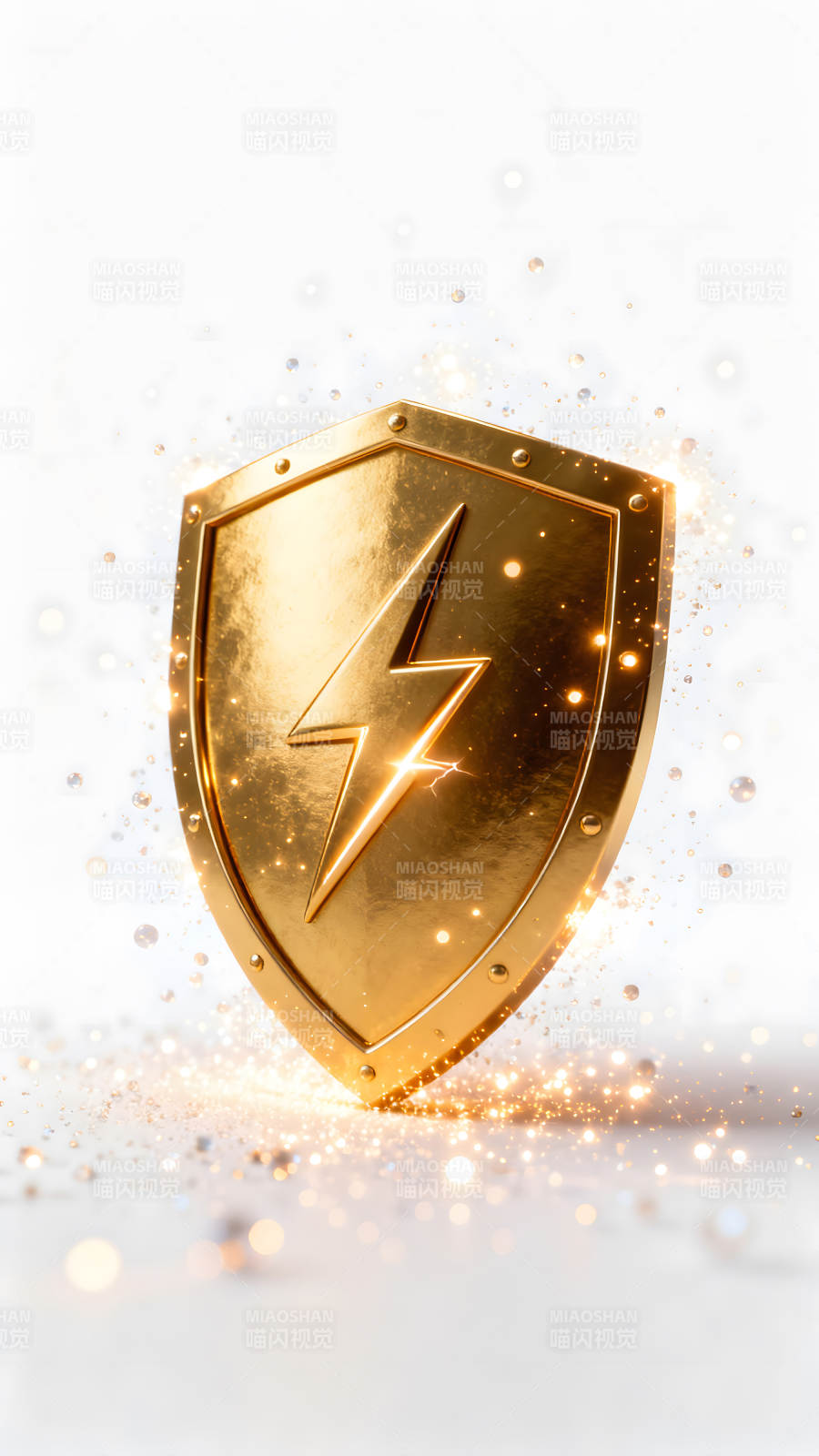 金色盾牌雷电标志闪耀特效图片