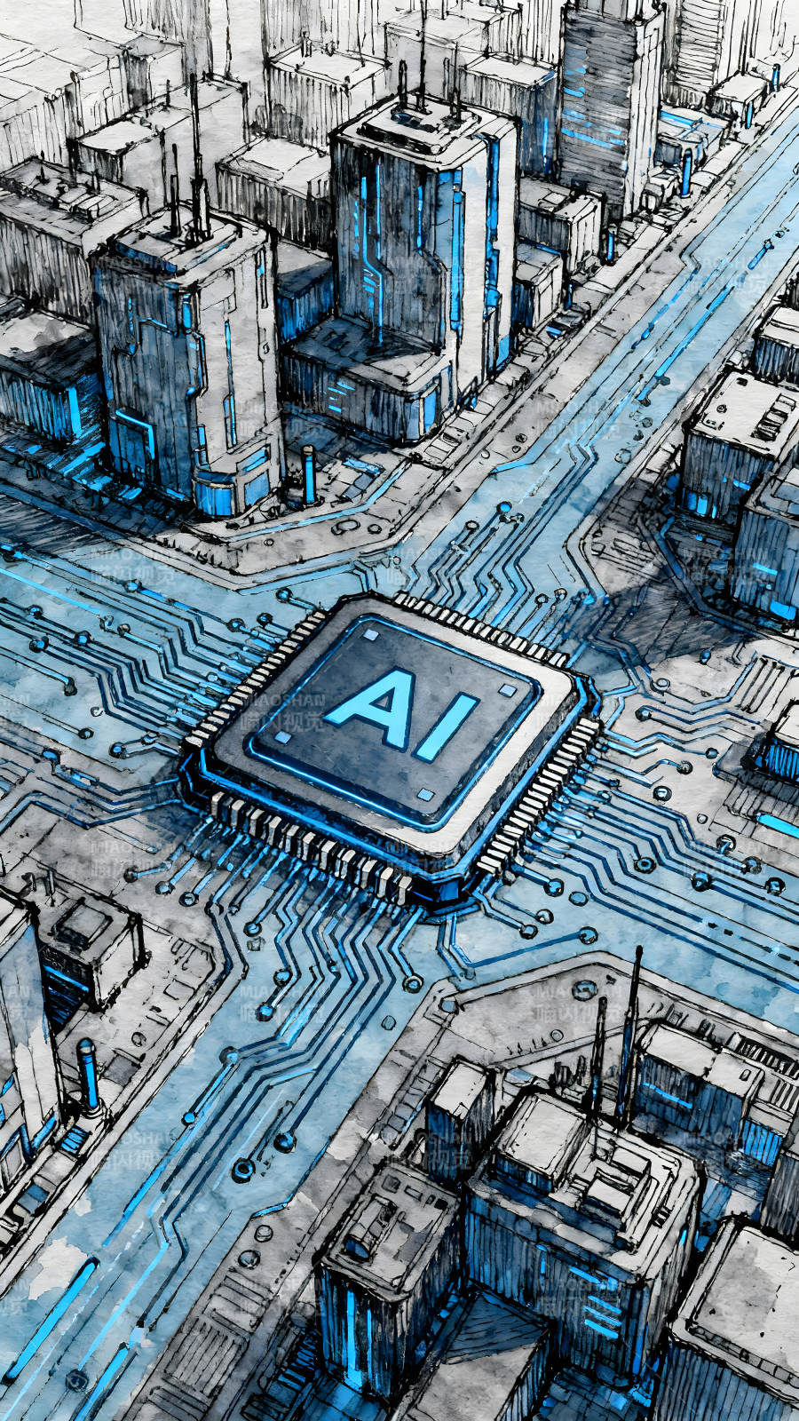 AI智能城市蓝图图片