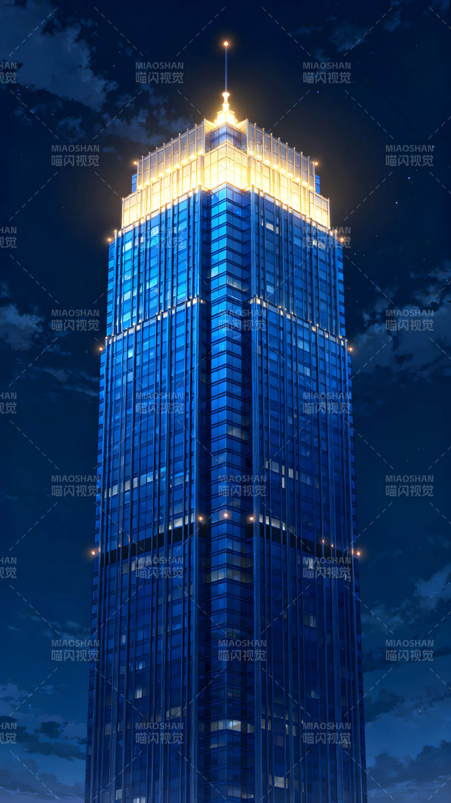 夜晚高楼闪耀灯光图片