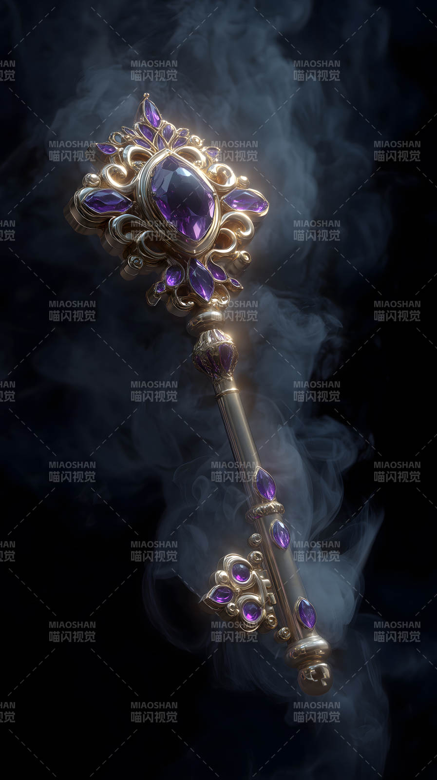 华丽的紫色宝石钥匙图片