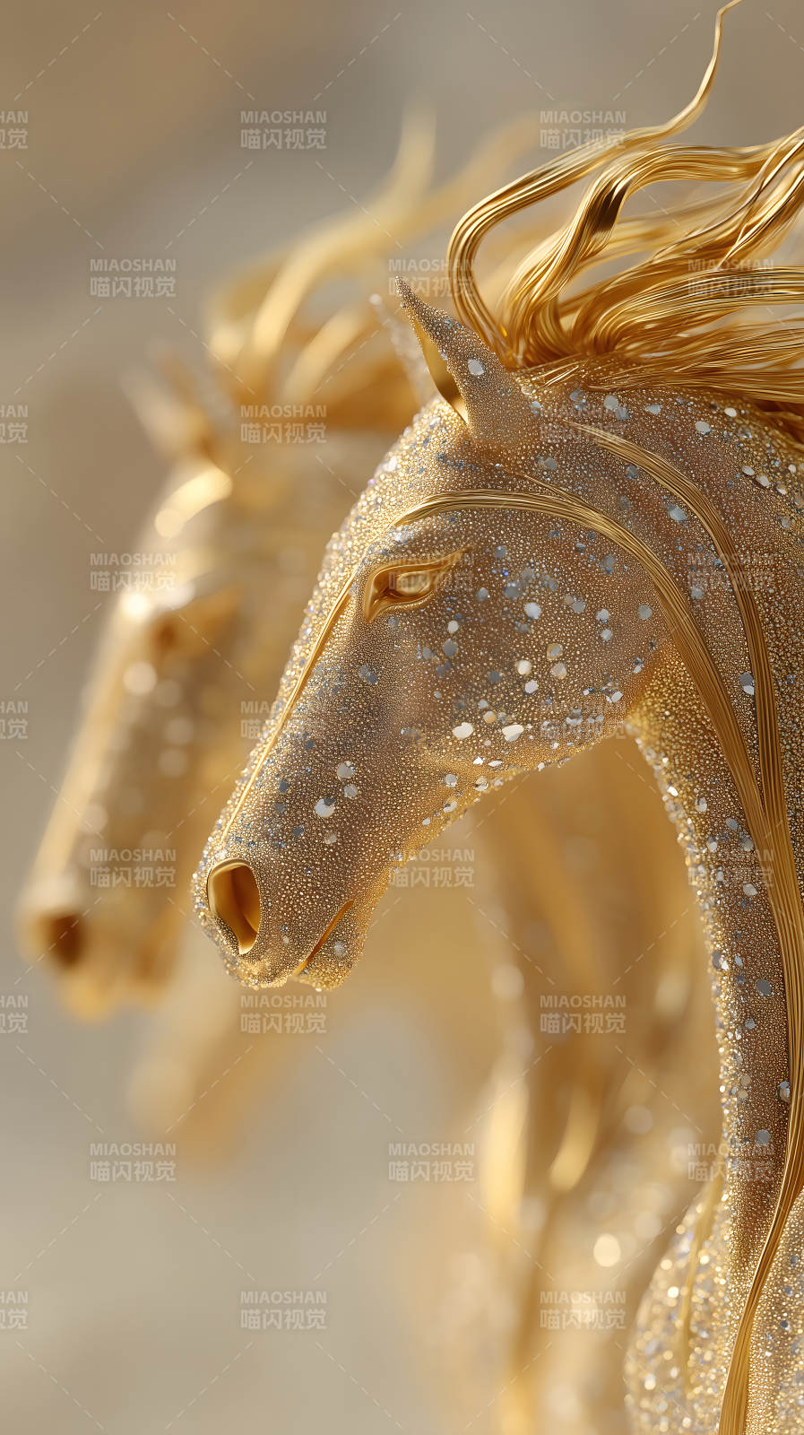 金碧辉煌的马头雕塑图片