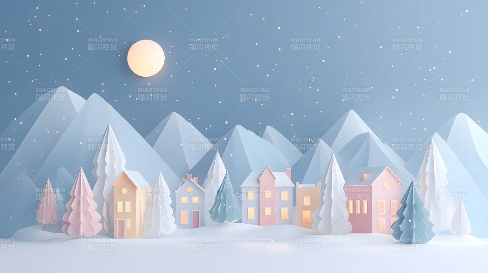 冬日雪山小镇的童话世界图片