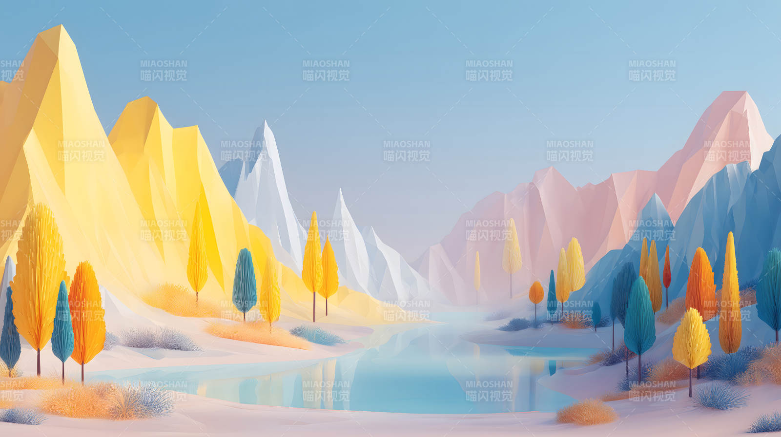 童话般的风景几何山川河流图片