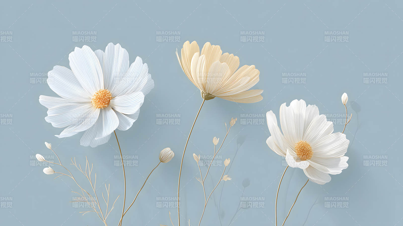 精致花朵蓝背景唯美壁纸图片