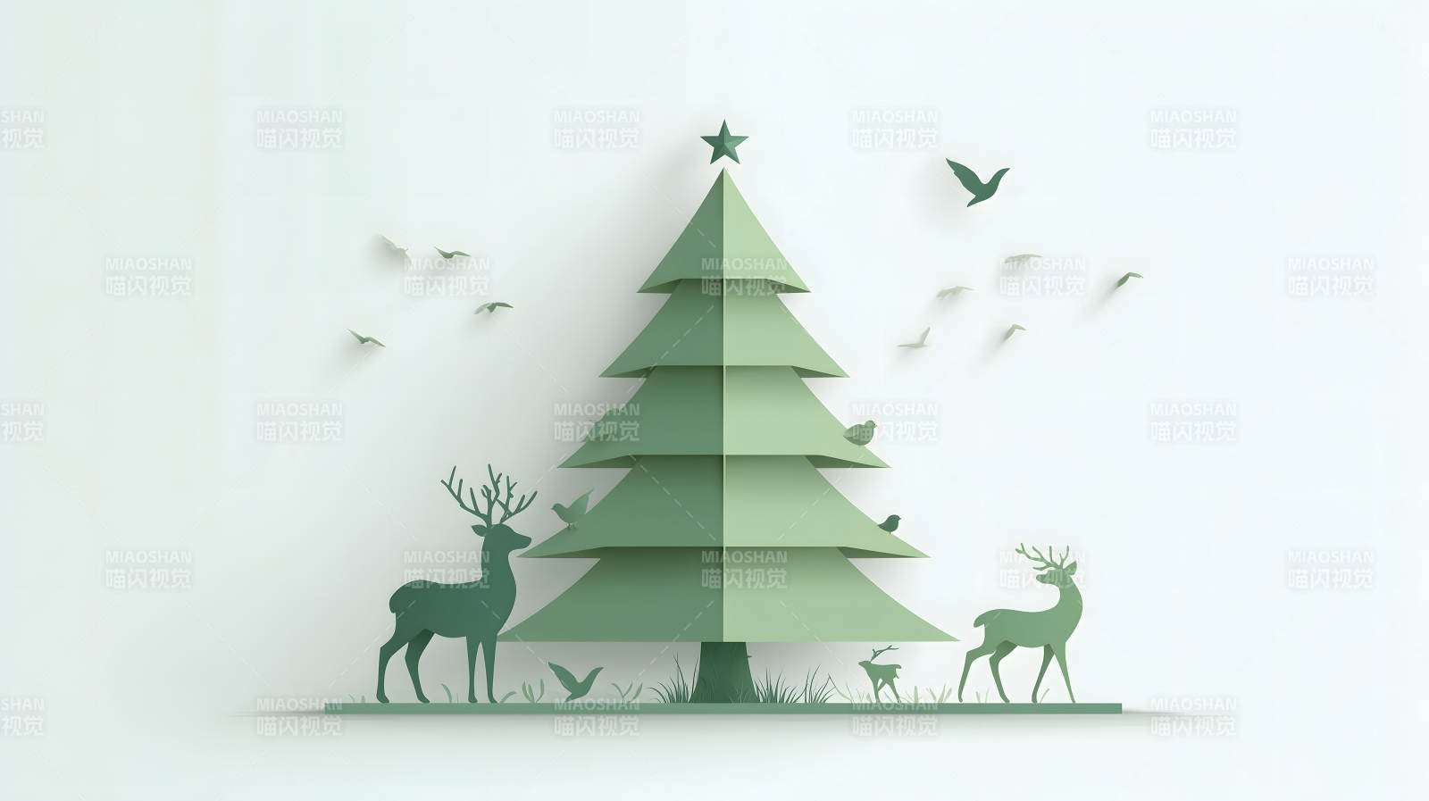 简约圣诞主题设计剪纸风格图片