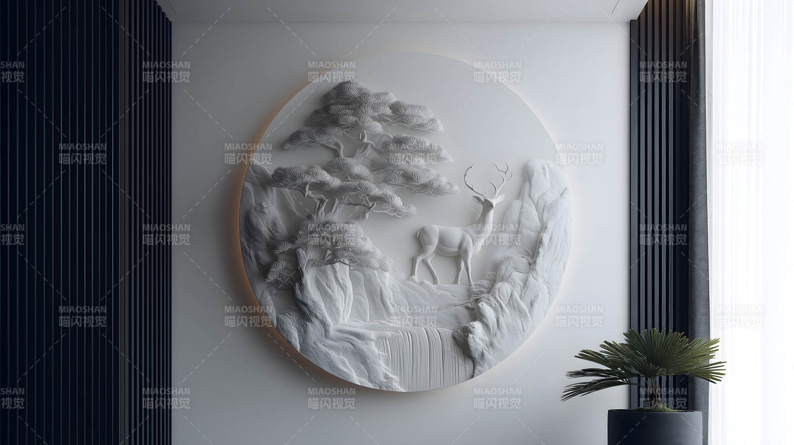 浮雕装饰画静谧山林图片