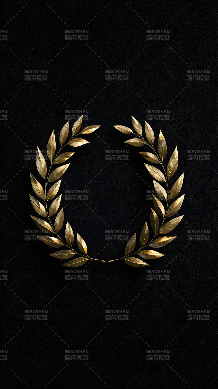 金色橄榄枝环绕黑色背景图片