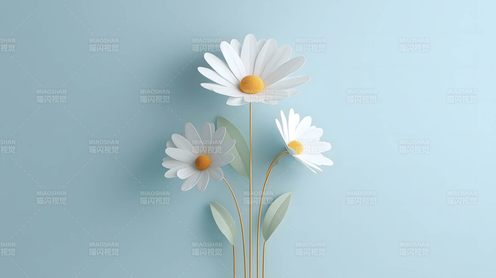 蓝色背景下的纸花图片